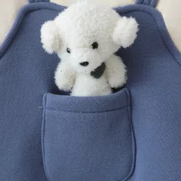 Mark & Mia Cotton Full Sleeves Rompers With Teddy Applique - Blue & Cream image 3