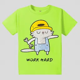 KAVEE Pure Cotton Pack Of 3 Half Sleeves Teddy Bear & Typography Printed Tees - Green White & Peach image 4