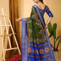 HERE&NOW Floral Printed Zari Art Silk Banarasi Saree image 2