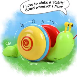 Intelliskills Premium Pull Along Snail Toy for Early Walking and Developmental Play | Rattle Sound | Child-Safe and BIS Certified | Multicoloured | Ideal for Gifting image 4