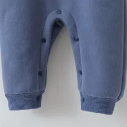 Mark & Mia Cotton Full Sleeves Rompers With Teddy Applique - Blue & Cream image 4