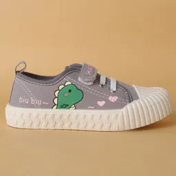 Cute Walk by Babyhug Casual Shoes with Velcro Closure & Dino Print - Grey image 4