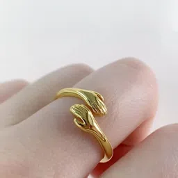 J.S ENTERPRISES Unisex Gold-Tone Stainless Steel Hand Design Finger Ring image 3