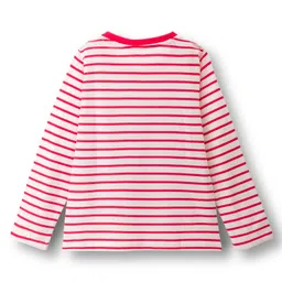 Honeyhap Premium 100% Cotton Knit Bio Finish Full Sleeves T-Shirts with Stripes & Lamour Text Print Pack of 2 - Poppy Red & Bright White image 5