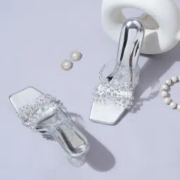 Sherrif Shoes Women Silver Sandal Heels-picture-10