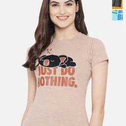 Dreambe Women Pack of 3 Looney Tunes Typography Printed Round Neck Cotton T-shirts-image-99