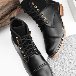 ARIWA Men Casual Block-Heeled Regular Lace-Ups Boots-picture-27