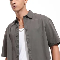 HIGHLANDER Men Cutaway Collar Typography Printed Cotton Oversized Casual Shirt-picture-13