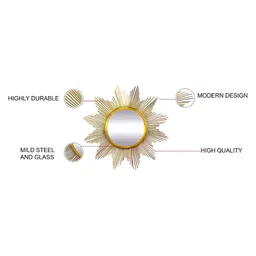 Royaloak Sunflower Yellow Round Glass Wall Mirror image 3