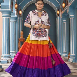 ODETTE Printed Mirror Work Ready to Wear Lehenga & Blouse With Shrug image 4