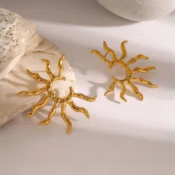 DIVASTRI Stainless Steel 18Kt Gold-Plated Anti Tarnish Quirky Shaped Korean Studs-image-51