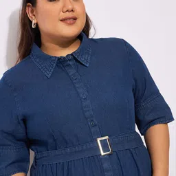 SASSAFRAS Curve Plus Size Shirt Midi Dress image 3
