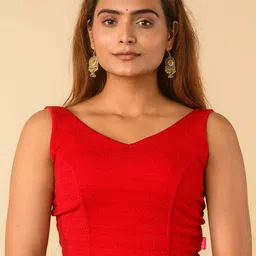 Bindigasm's Advi Solid V-Neck Readymade Saree Blouse-image-4