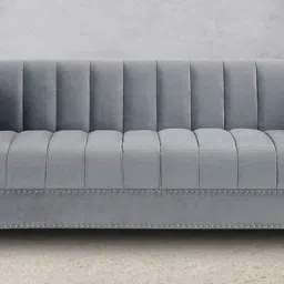 casacraft from pepperfry Milton Velvet 3 Seater Sofa in Grey Colour image 1