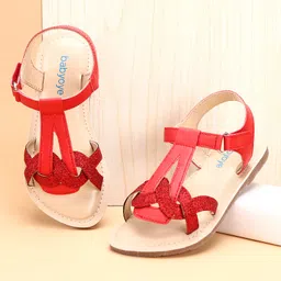 Babyoye Sandals With Velcro Closure - Red-image-25