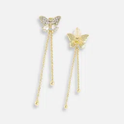 BEYTER Sterling Silver Artificial Stones Studded Butterfly Shaped Drop Earrings image 3