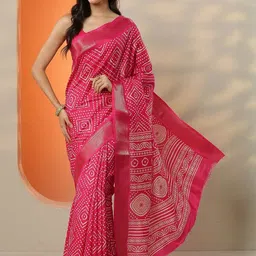 Libas Ethnic Motifs Printed Zari Saree With A Blouse Piece-image-10