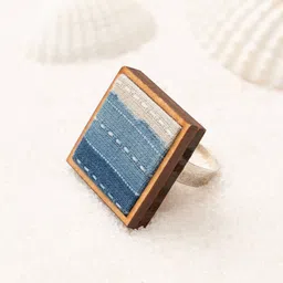 WHE Stainless Steel Wooden Square Shaped Finger Ring-picture-16