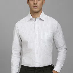 Louis Philippe Classic Striped Formal Spread Collar Pure Cotton Formal Shirt-image-44
