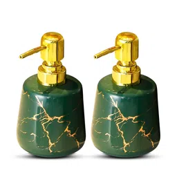 UMAI Green & Gold-Toned 2 piece Abstract Ceramic Soap Dispenser image 2