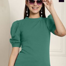 Metronaut Women Pack Of 2 Sweetheart Neck Puff Sleeve Peplum Top-picture-37
