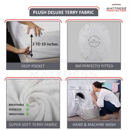 Mattress Protector Waterproof Mattress Cover Single/Twin Bed For Bed Size Skirting upto 10 Inch - White image 2