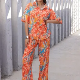 Tasya India Printed Shirt Collar Shirt & Trousers Co-Ords Set image 2
