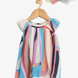 HERE&NOW Girls Striped Printed Knee Length A-Line Dress-picture-43