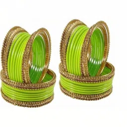 THE BLAZZE Lime Green Glass Artificial Stones & Beads Bangle-picture-36