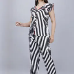 Blackoont Striped V-Neck Pure Cotton Top With Pyjamas image 5