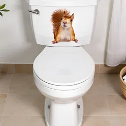 Flenzy Brown & White Squirrel-Printed Toilet Stickers-picture-31