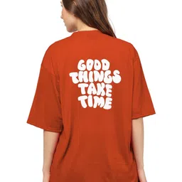 TQH Women Pack of 2 Typography Printed Round Neck Cotton Oversized T-shirts image 3