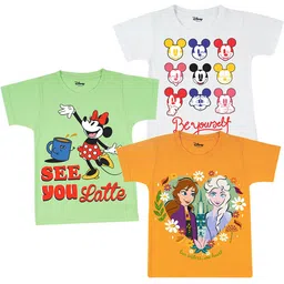 Disney By Miss and Chief Girls Pack of 3 Minnie Mouse Bio Finish Printed Cotton T-shirts-picture-13