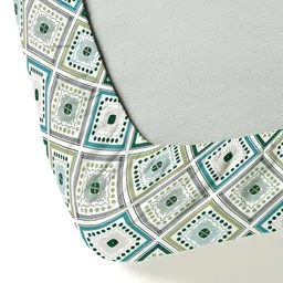 SHOMES Multicoloured & Green Geometric 220 TC King Bedsheet with 2 Pillow Covers image 5