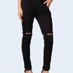 LINARIA Women Classic Slim Fit Mildly Distressed Jeans-picture-1