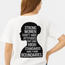 GAB Typography Printed Round Neck Drop-Shoulder Sleeves Oversized Pure Cotton T-shirt image 2