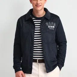 U.S. Polo Assn. Denim Co. Men Spread Collar Typography Embroidered Casual Bomber Jacket image 3