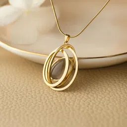FLAURI Stainless Steel 18K Gold-Plated Oval Shaped Anti-Tarnish Pendant With Chain-picture-34