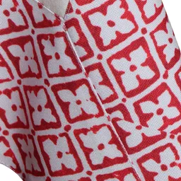 ZEBA White & Red Self-Designed Cotton 6-Seater Table Cover image 4