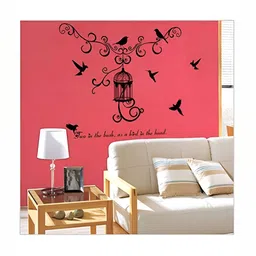 Jaamso Royals Red &  Black Birdcage Printed Self-Adhesive Removable Wall Sticker-picture-8