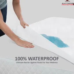 Mattress Protector Waterproof Mattress Cover Single/Twin Bed For Bed Size Skirting upto 10 Inch - White image 3