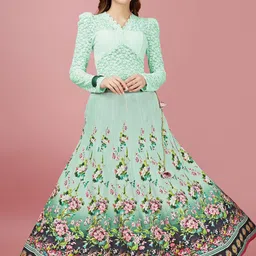 SAPTRANGI Women Printed Flared Maxi Skirts image 1