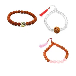 Divine souvenirs Unisex Set Of 3 Rudraksha Beaded Elasticated Bracelets-picture-38