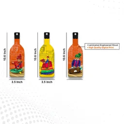 ArtVibes Set Of 3 Orange & Yellow Printed Wooden Wall HangingDecor image 5