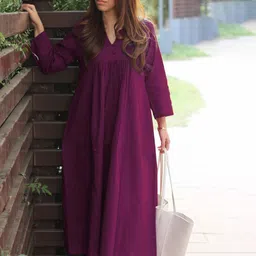 KALINI Women Solid A-Line Kurta with Trousers image 5