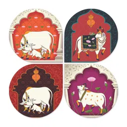 ArtVibes White & Red 4 Pieces Pichwai Printed Wall Hanging image 4