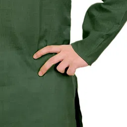 Exotic India Men Solid Linen Kurta with Pyjama image 2