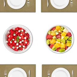 LUXEHOME INTERNATIONAL Yellow 6 Pieces Textured Anti-Skid Table Placemats image 3