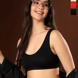 PAAVKI Pack Of 3 Non-Padded Full Coverage Workout Bra-picture-21