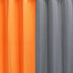 BELLA TRUE Orange & Grey 3 Pieces Door Curtains image 2